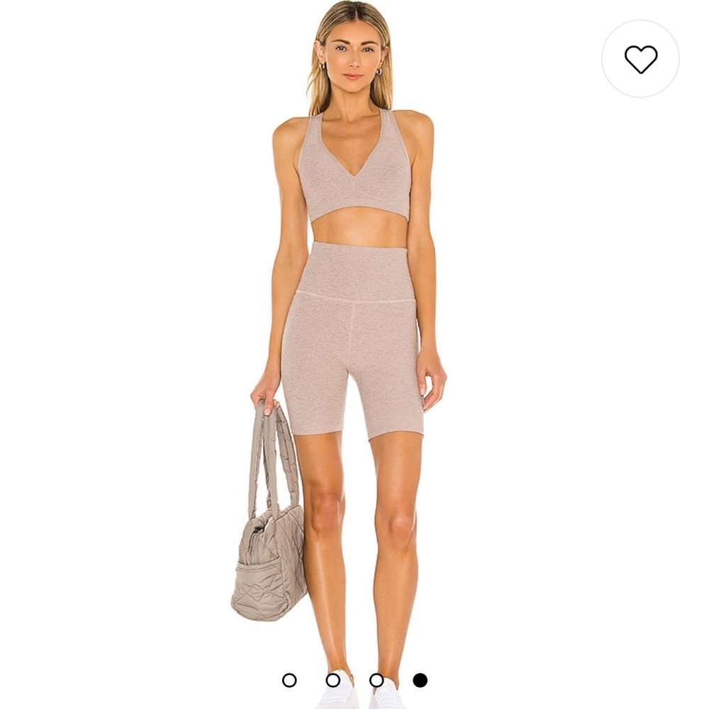 BEYOND YOGA High Waisted Biker Short in Chai - Medium